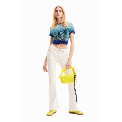 Rövid ujjú, kék színű, Desigual póló pálmafa dizájnnal