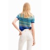Rövid ujjú, kék színű, Desigual póló pálmafa dizájnnal