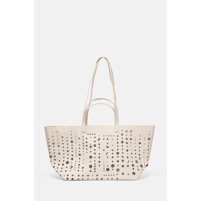 Nagyméretű lukacsos, bézs színű Desigual táska