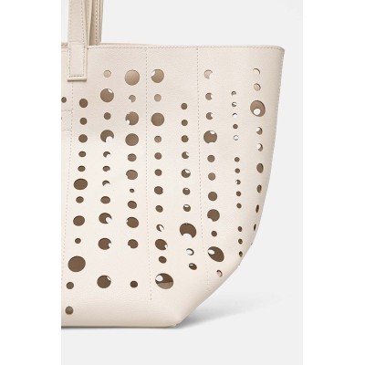 Nagyméretű lukacsos, bézs színű Desigual táska