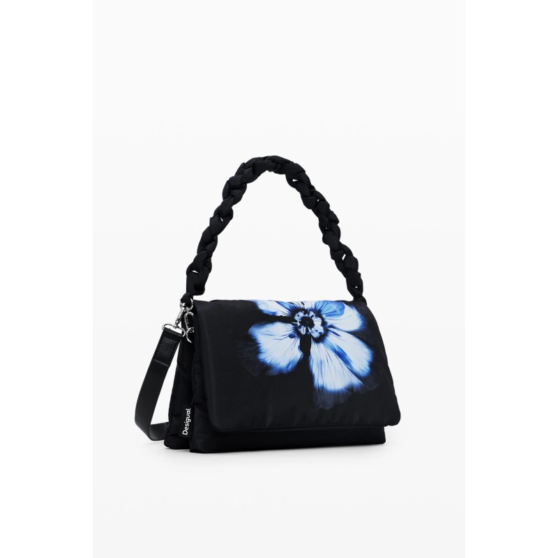 Atkins Dortmund fekete alapon kék virágmintás Desigual oldaltáska
