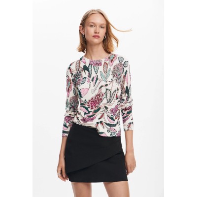 Bézs színű, hosszú ujjú Manchester fantázia nevű Desigual pulóver