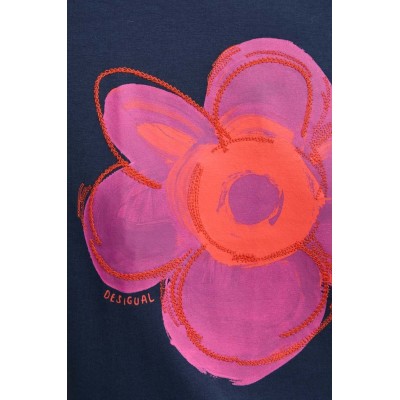 Droppi, kék, nagy virágmintás, gyapjú Desigual póló