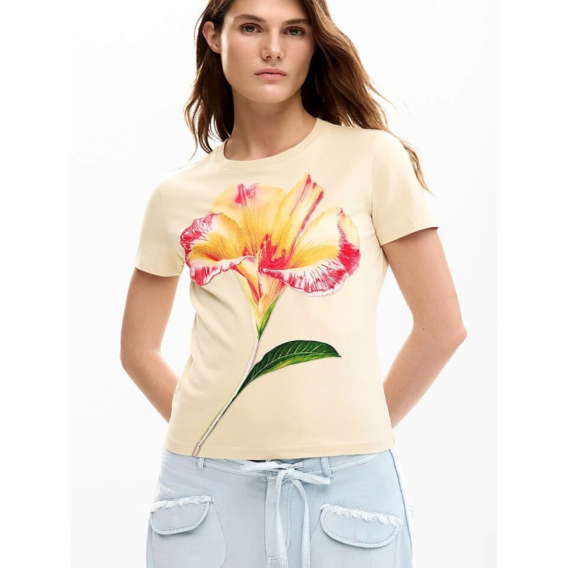 Hibiszkusz bézs póló - Desigual