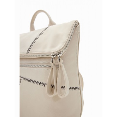 Bézs színű, kontrasztos varrásokkal díszített Desigual női hátizsák