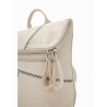 Bézs színű, kontrasztos varrásokkal díszített Desigual női hátizsák