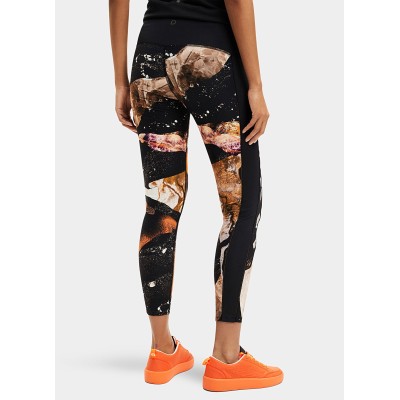 Fekete-barna mintás legging - Desigual