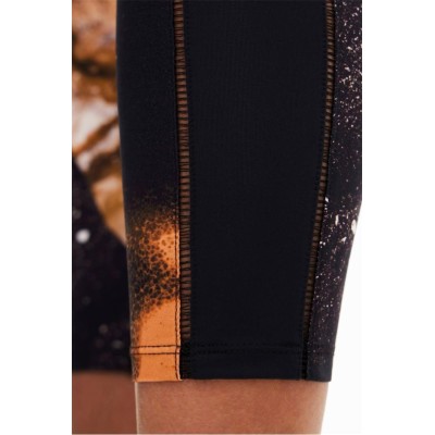 Desigual logóval ellátott fekete-barna mintás legging